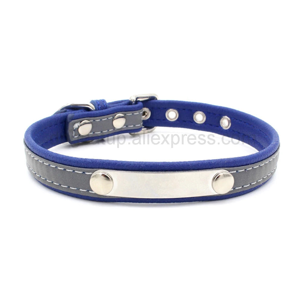 Engrave Reflective Dog Collar with Custom Leather