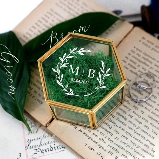 Elegant Personalized Geometric Glass Ring Box – Perfect Wedding Gift & Keepsake