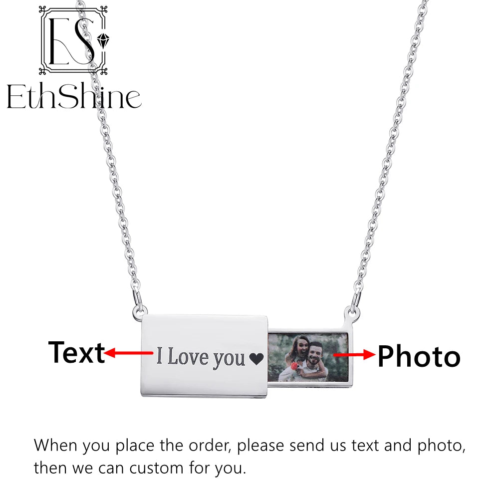 Custom Photo Message Envelope pendant Necklace Jewelry