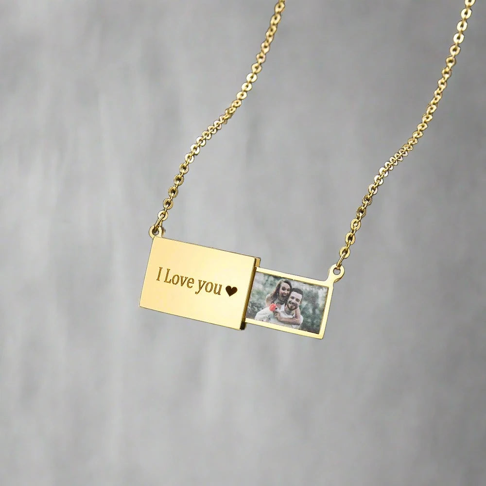 Custom Photo Message Envelope pendant Necklace Jewelry