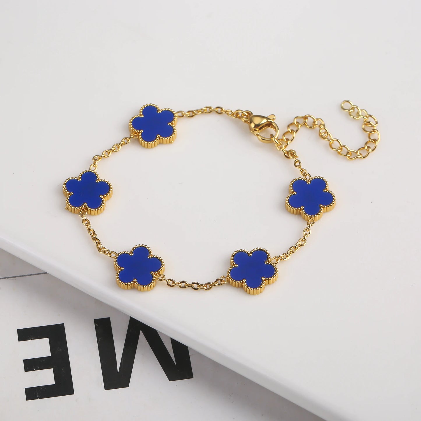 Adjustable New Design Gold Plated Stainless Plant Flower Bracelet 