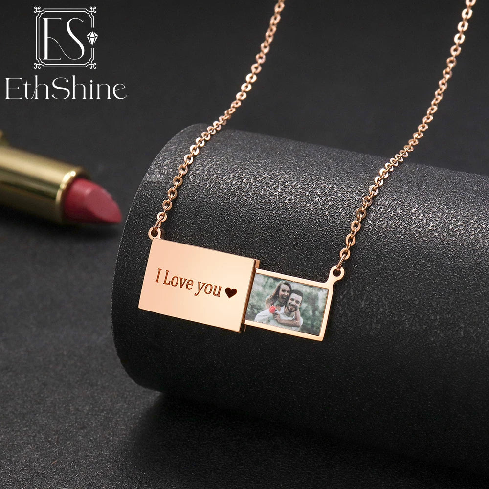 Custom Photo Message Envelope pendant Necklace Jewelry