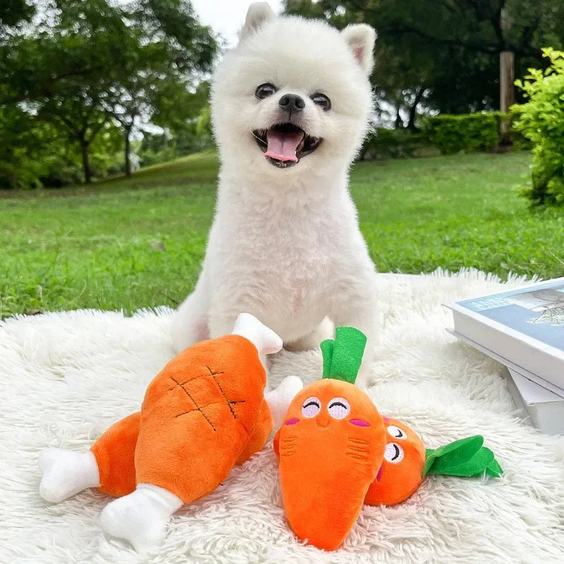 Orange Carrot Plush Chew Toy for Dogs