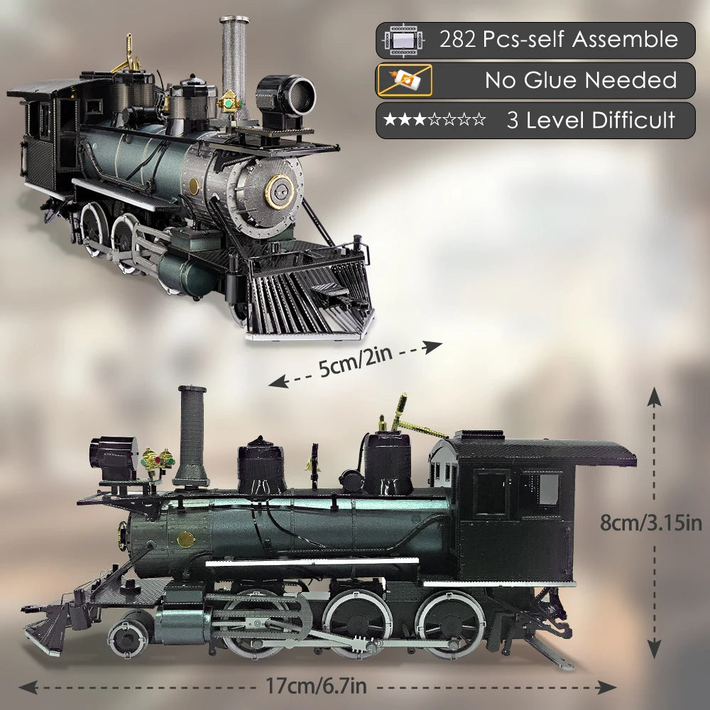 Piececool Puzzle 3d Metal Mogul Locomotive 282Pcs Assembly Model Building Kit DIY Toys for Adult