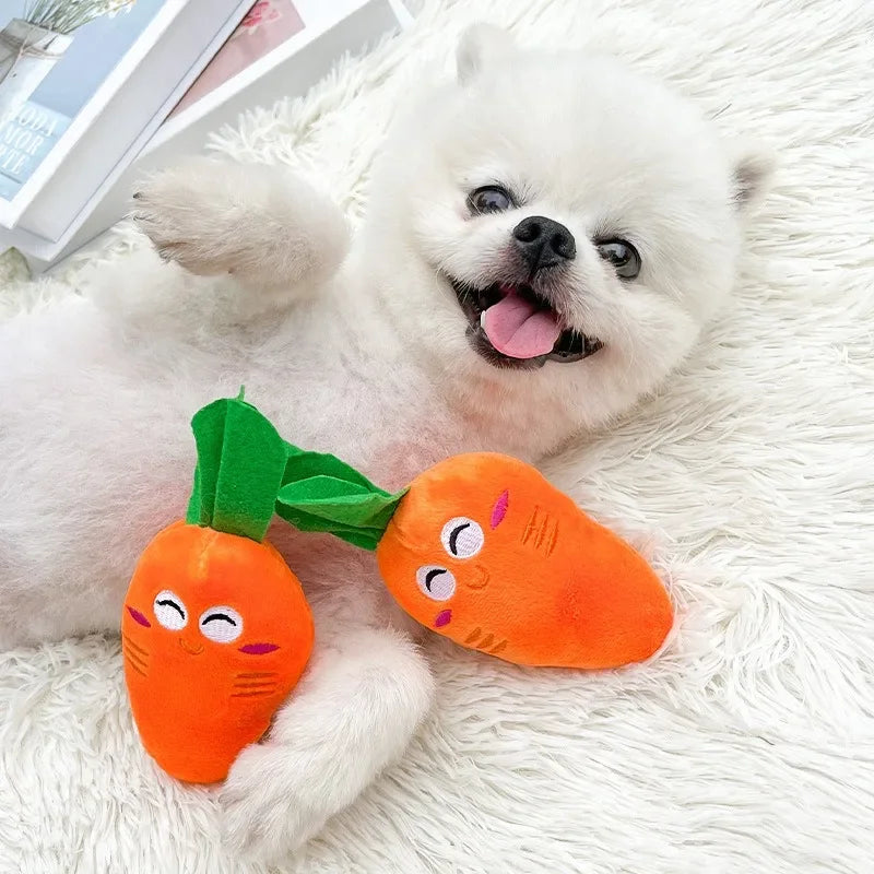 Orange Carrot Plush Chew Toy for Dogs