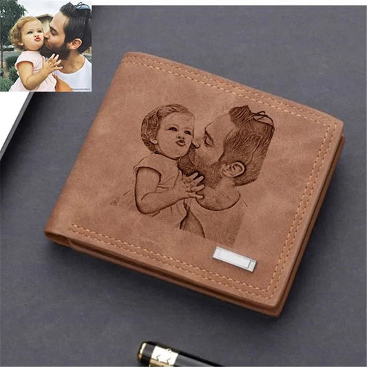 Men Wallet of Engraved Photo Personalized (brown)