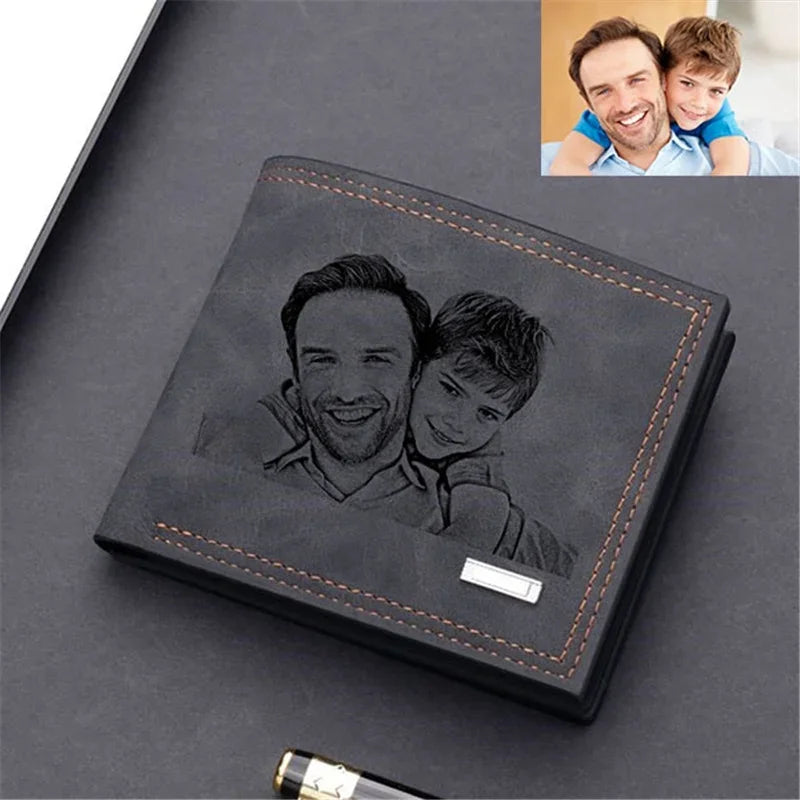 Men Wallet of Engraved Photo Personalized  (black))