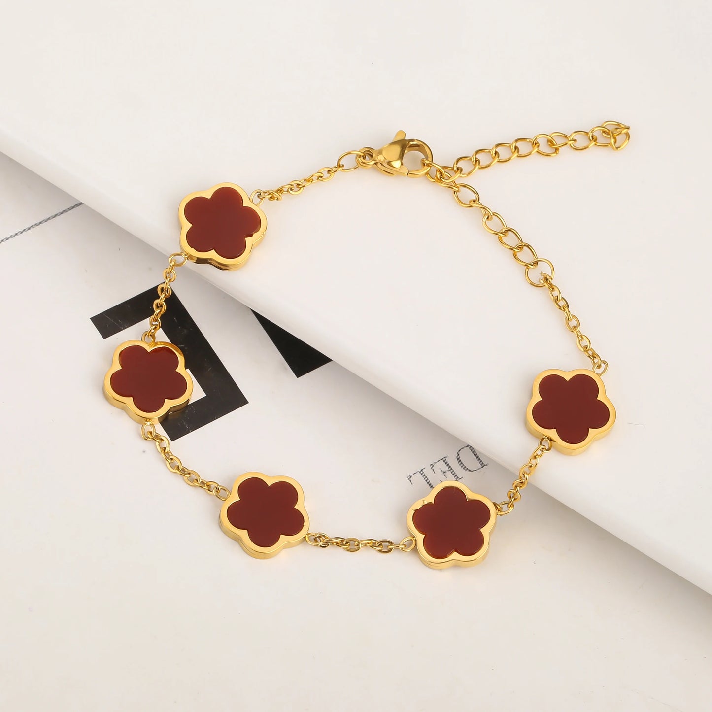 Adjustable New Design Gold Plated Stainless Plant Flower Bracelet 