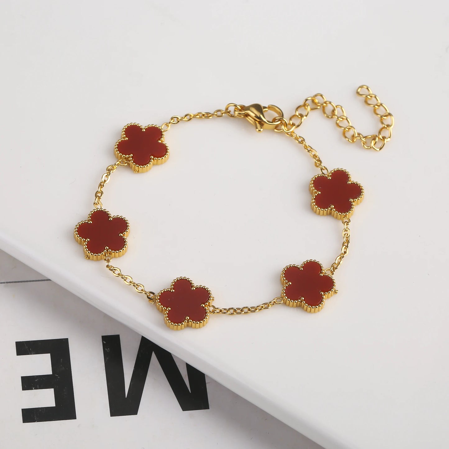 Adjustable New Design Gold Plated Stainless Plant Flower Bracelet 