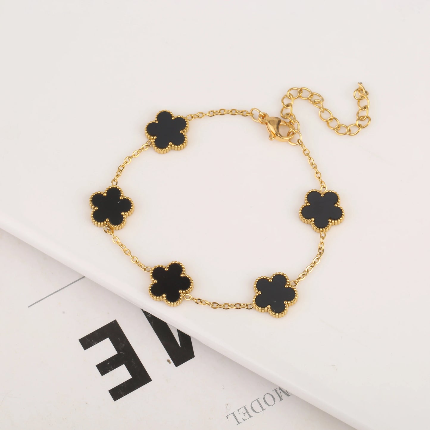 Adjustable New Design Gold Plated Stainless Plant Flower Bracelet 