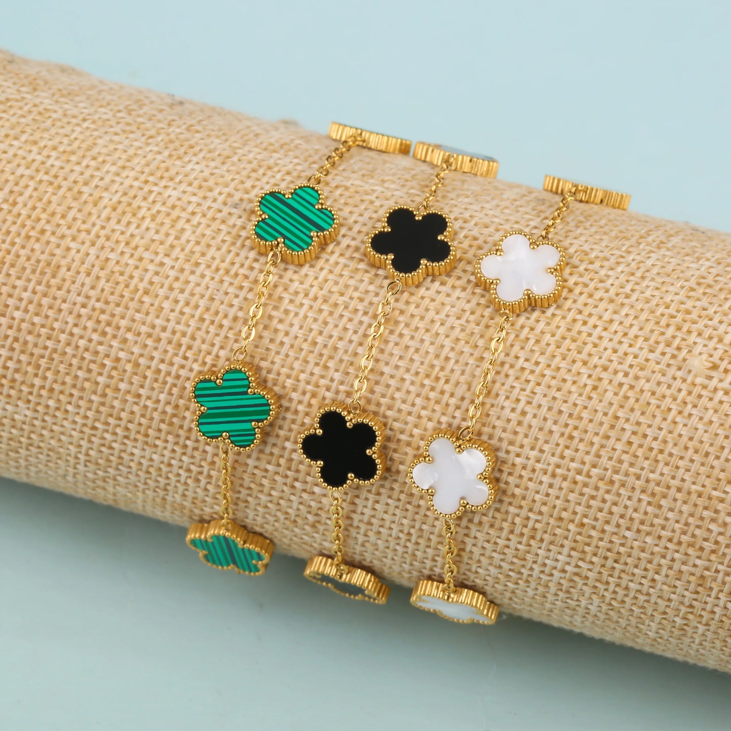 Adjustable New Design Gold Plated Stainless Plant Flower Bracelet 